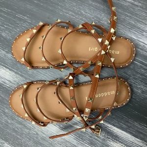Madden Girl Ankle Wrap Pyramid Stud Sandal 8.5